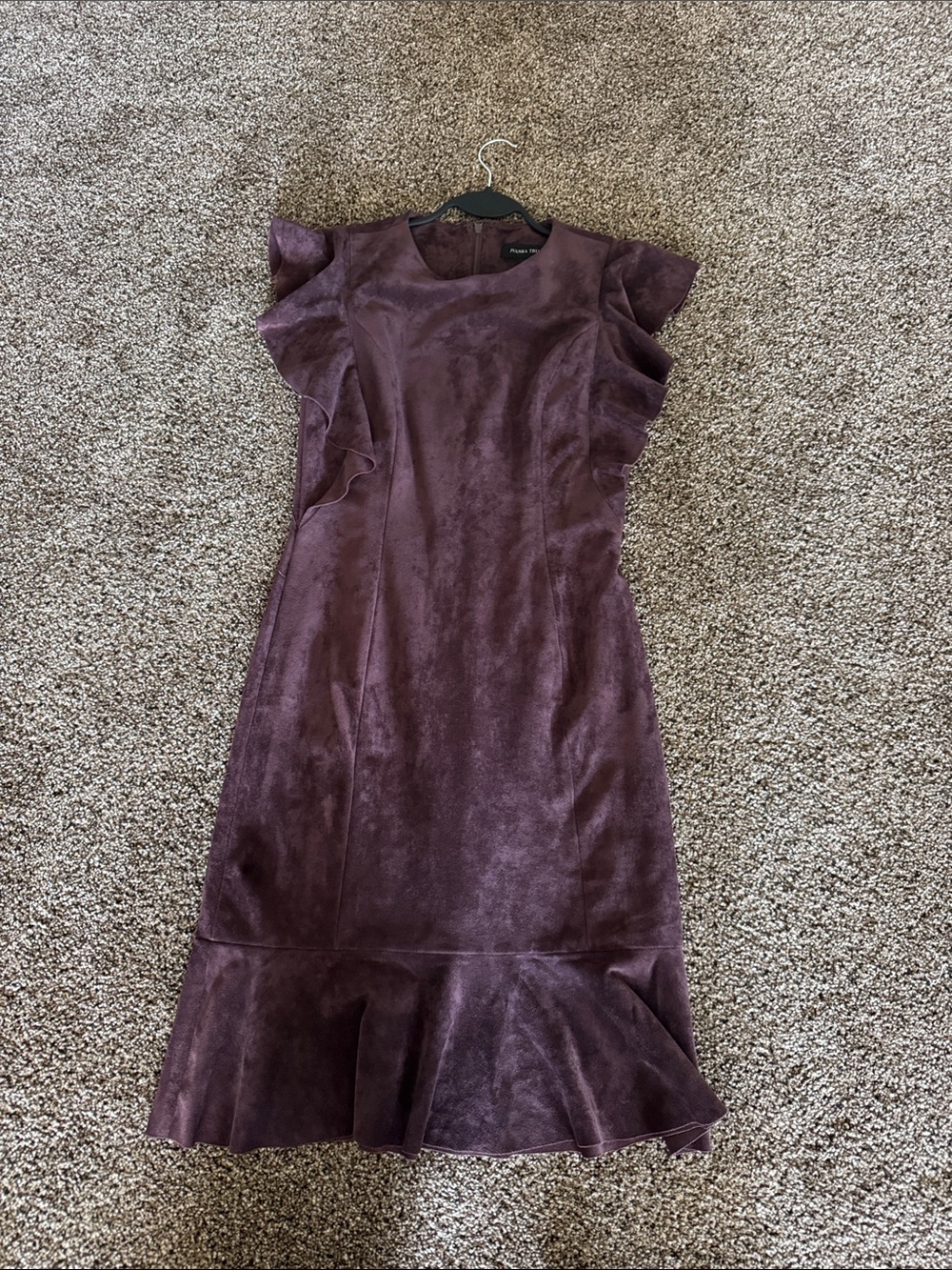 Ivanka Trump Dark Plum suede like Ruffle Dress